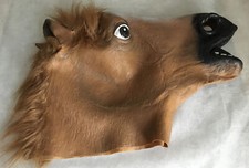 Horse Mask Full Head Life Like Mane Adult Size Latex Pranks Comedy Laugh Theater