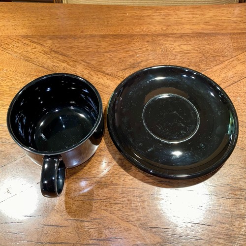 Japan Stoneware 2-1/2” Tall Black Coffee Tea Mug & Saucer - Picture 4 of 5