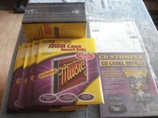 50 IMATION CD STORAGE CASES, 100 JEWEL CASE INSERTS, 100 CD STOMPER LABELS(NIB)