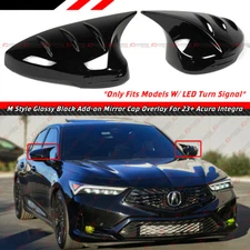 For 23-25 Acura Integra DE4 MU Style Gloss Black Mirror Cover Caps Overlay W/LED