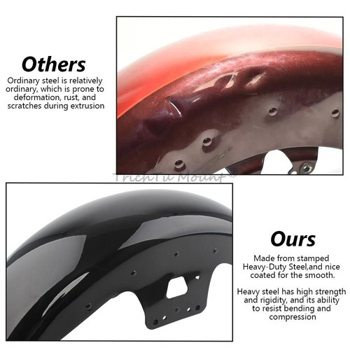 19'' Vivid Black Front Fender For Harley Touring Street Glide Road King 14-2023 - Picture 5 of 17