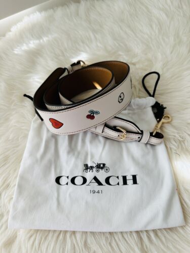NWT COACH F24617 CHALKMULTI LEATHER EMBROIDERED SOUVENIR NOVELTY STRAP GOLD TONE - 第 1/14 張圖片