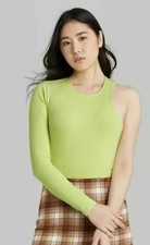 Women's Asymmetrical One Sleeve Bodysuit - Wild Fable  - Green Large NWT