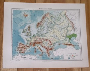 1906 物理地图欧洲山脉河流德国意大利俄罗斯波兰土耳其 Ebay