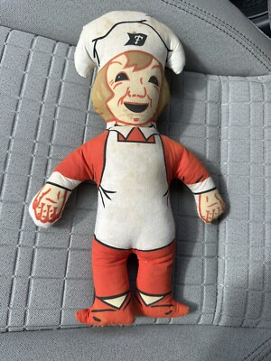 VINTAGE WERBUNG LECKERKAKE CHEF 13 ZOLL STOFFPUPPE