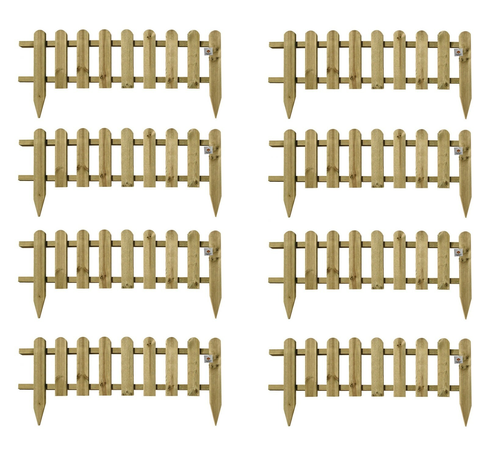 Large Wooden Panel Picket Fencing Wood Garden Edging Path Drive Border Fence 8pc