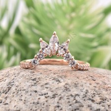 925 Silver Curved Ring For Women Stacking Band Wedding Engagement Ring Gift Her