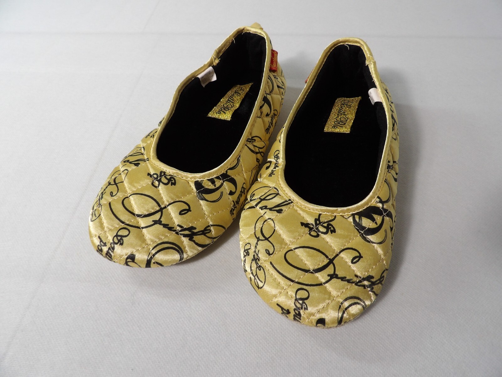 PANTOFOLA D’ORO SouthPole Pantofole Donna 8 Scarpe da Casa Trapuntate Oro Nero