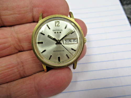 Vintage Benrus 3 Star Self Winding 7117 Swiss 291 DayDate Wristwatch Series 7001