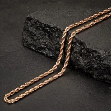 Solid Rose Gold Plated 316 Stainless Steel 4MM Twist Rope Chain Necklace