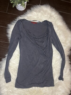 Hallhuber Donna grey draped collar long sleeved blouse sz 6 (36)