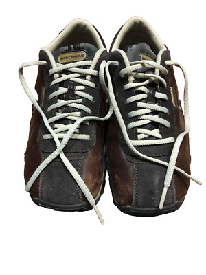 Skechers Sneakers Shoes Size 8.5 Dark Chocolate Leather & Suede Low top Walking