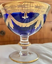 New INTERGLASS ITALY Luxury CAMPANA Vintage Crystal Centerpiece Bowl 24k Gold