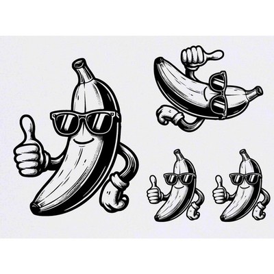 4 x 'Banane Daumen hoch' Temporäre Tattoos / Transfers (TO00099154)