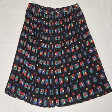 Vintage80s Alfred Dunner Skirt 20 Womens Pleated Elastic Waist Abstract Art midi