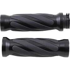 Drag Specialties 0630-2689 Matte Black Twisted Hand Grips for Harley Cable Op