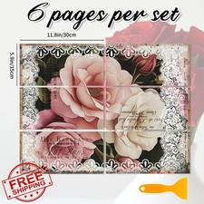 BEUNITONE Roses Rub on Transfers for Furniture, Vintage Floral Wood Decals