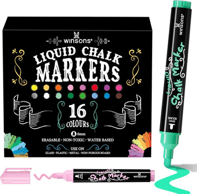 Kreidemarker 16 Farben für Glas Tafel Whiteboard abwischbar vielseitig