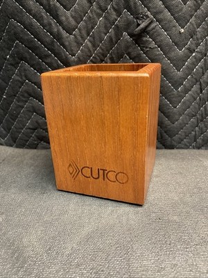 CUTCO Utensil Box Block Honey Oak Caddy Container Holder Made In USA  4 x 4 x 5 