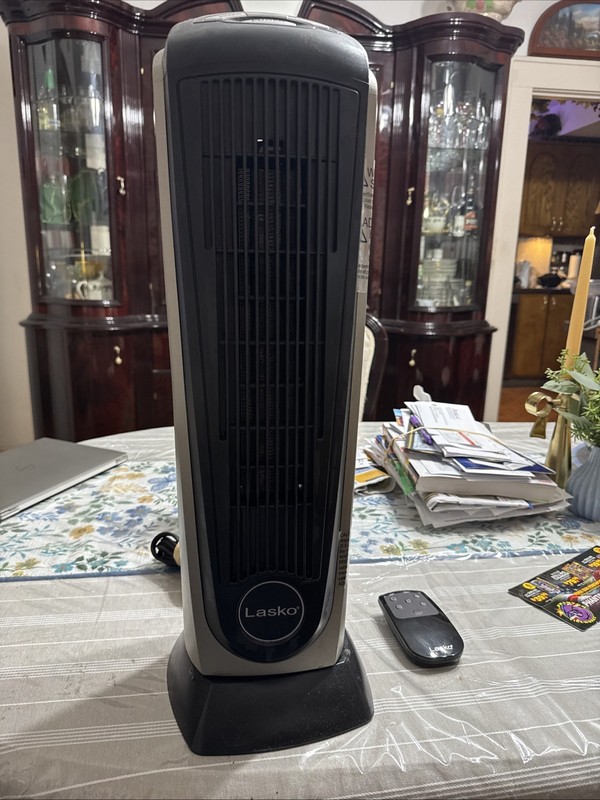 Lasko 751320 Electric Oscillating Ceramic Tower Space Heater with Remote - Black