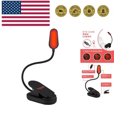 Red Book Light, Clip On 625nm LED Light for Reading in Bed, No Blue Light, Ey...