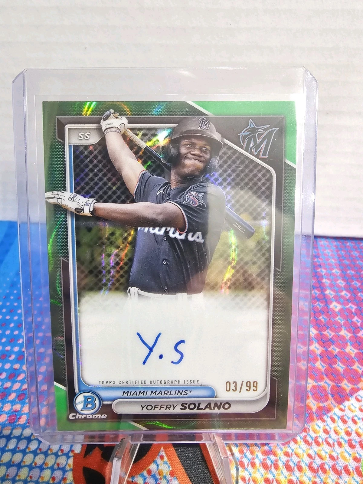 2024 Bowman Chrome #CPA-YS Yoffry Solano Green Lava Auto #/99