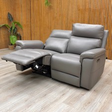 Furniture Village ‘Raven’ 2 Seater Sofa Power Recliner Elephant Grey Leather NEW