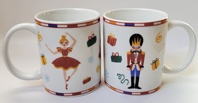 Bialetti Christmas Nutcracker Mug Set 2 Porcelain Holiday Coffee Cups