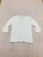 Croft &Barrow Shirt Womens XL White 1/4 Snap V Neck 1/2 Sleeve
