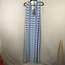 Viereck Maxi Dress Womens XL V-Neck Sleeveless Microfiber Bokabuku Pattern