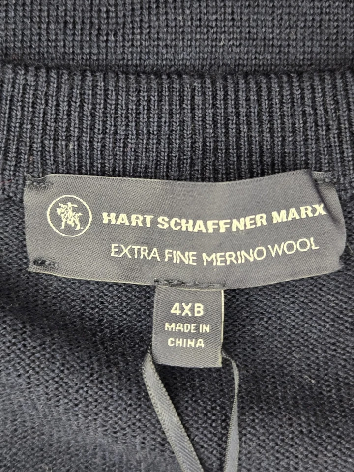 Suéter HART SCHAFFNER MARX Hombres Lana Merino Extra Fina Azul Bebé 4XB NUEVO CON ETIQUETAS $99 Foto 4 de 4