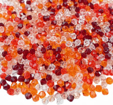 1000Pcs Bicone Crystal Beads 4Mm Red Mixed Crystal Glass Bulk Faceted Beads for