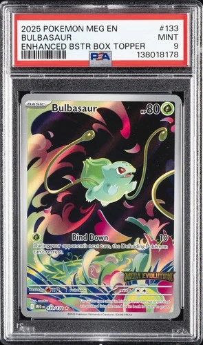 2025 POKEMON MEG EN-MEGA EVOLUTION ENHANCED BOOSTER BOX TOPPER BULBASAUR PSA 9