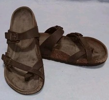 Birkenstock Mayari Birko-flor Thong Sandal Womens Size 8-8.5 Brown Tie Loop Flip