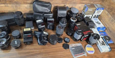 HUGE LOT Camera Lenses Lens Flashes Flash Cap Cover Canon Vivitar Sigma -Untest