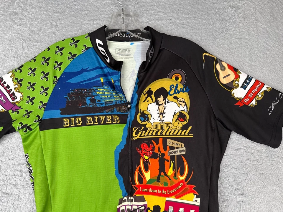 Louis Garneau Cycling Jersey Adult Medium Green Memphis New Orleans Elvis Poly - Image 4 of 4
