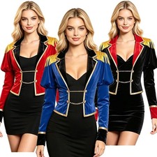 Women Cosplay Costume Stage Show Circus Ringmaster Masquerade Jacket Button