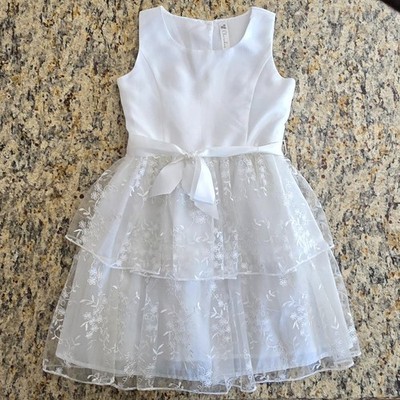 Girls Size 7/8 First Holy Communion Formal Dress Flower Girl Wedding w/ Shrug