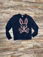 Psycho Bunny Large Logo Pullover Sweater Mens Size Small Blue