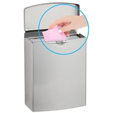 Bobrick Sanitary Napkin Disposal Wall Mounted Stainless Steel Flip Top Recept...