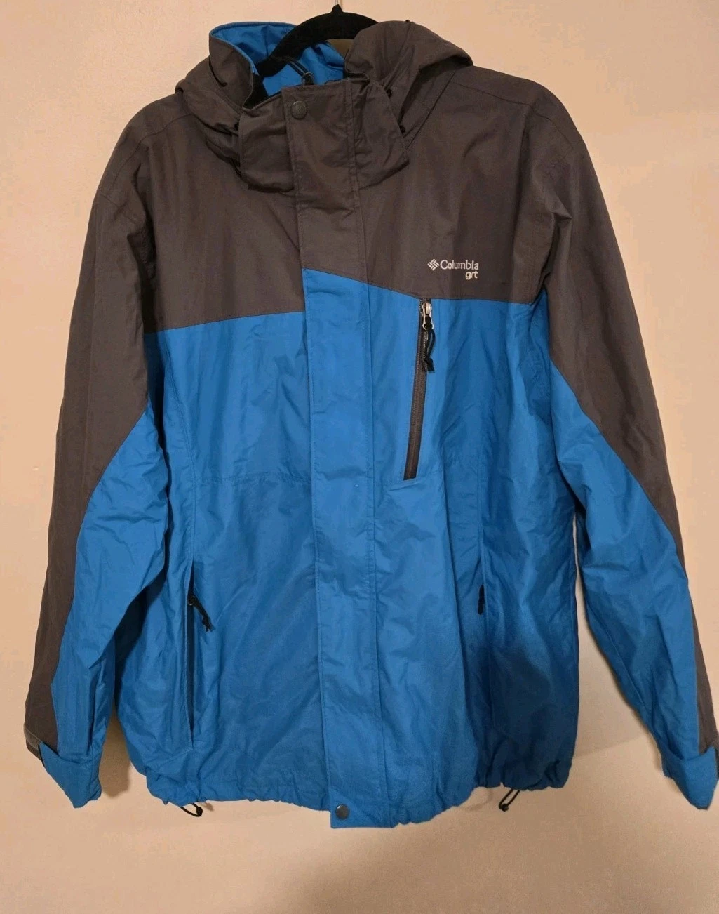 Columbia Mens Omni-Tech Waterproof Jacket Large Blue And Grey
