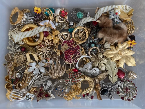 Vintage Costume Jewelry Brooch and Earrings LOT