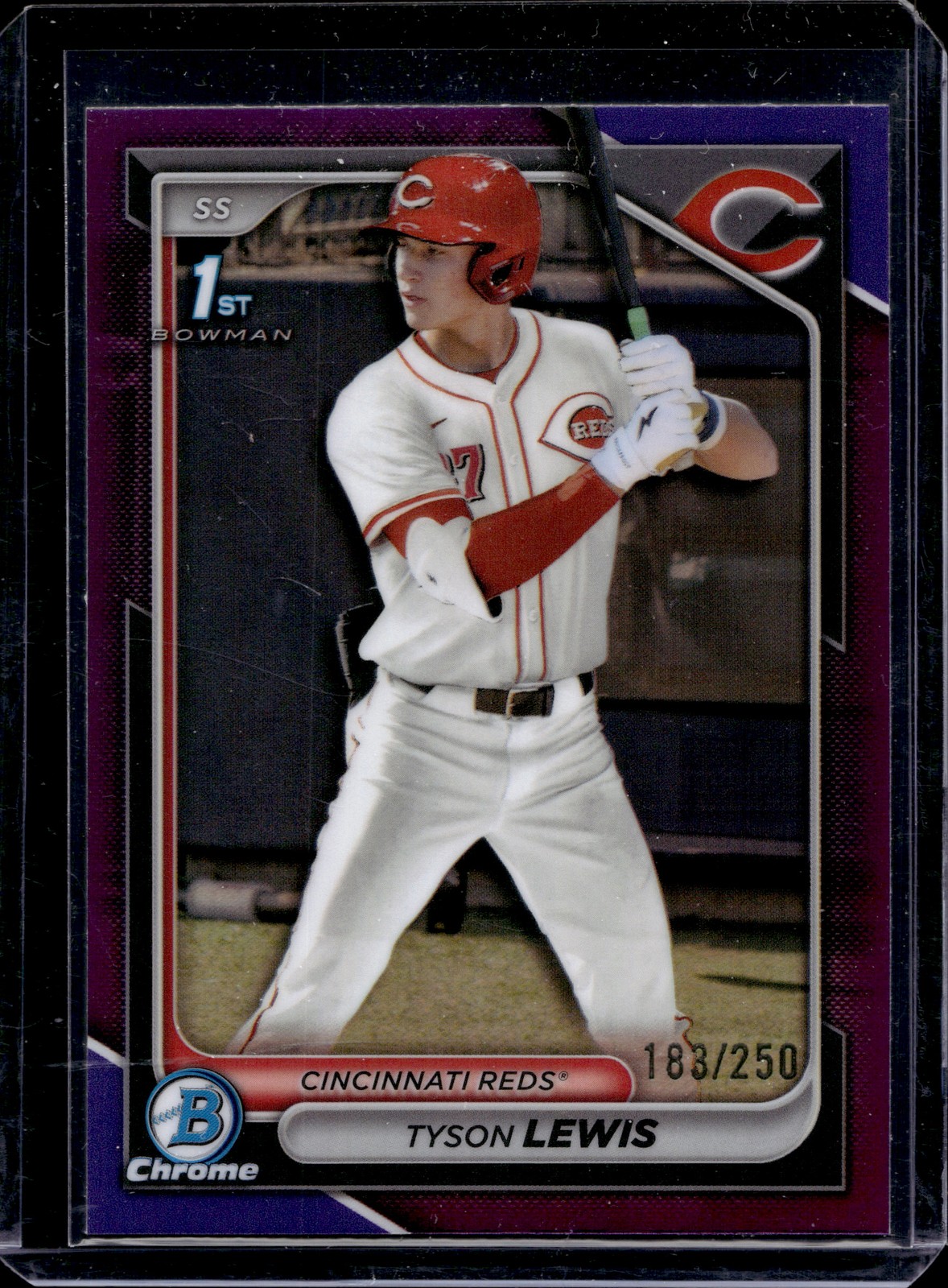 2024 Bowman Draft #BDC-44 Tyson Lewis Chrome Purple Refractor #/250 Reds J15