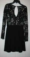Privy Women's Dress Upper Laced Long Sleeved Party Black Size Small