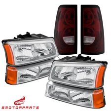 For 2003-2006 Chevy Silverado Chrome Housing Headlights & Smoke Tail Lights
