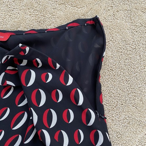 Jupe doublée femme Anne Klein 100% soie noire rouge taille 12 mod parisien décalé - Photo 6/9