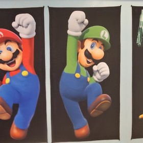 Luigi game room banner 2x4 foot tapestry wall flag NES Super Mario Bros gift