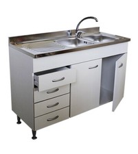 Mobile per cucina sottolavello componibile cm.120, due sportelli e lavello inox