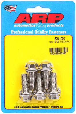 ARP-625-1000 ARP Bolts, Hex Head, Stainless Steel, Polished, 3/8 in.-16 RH Threa - Picture 1 of 1