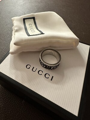 Gucci RING WITH DOUBLE G IN SILVER US size 6 Italian Size 11 | eBay